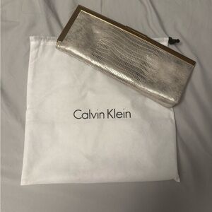 Calvin Klein Silver & Gold Snake Skin Clutch - Perfect Condition